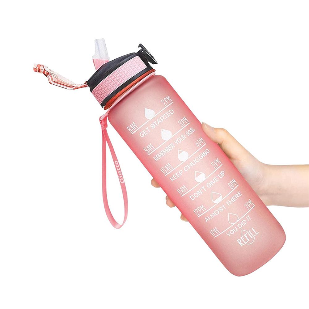 32 Oz Motivational Water Bottles with Times Marker To Drink and Straw Leakproof Drinking Sports Mug for Fitness, Gym & Outdoo