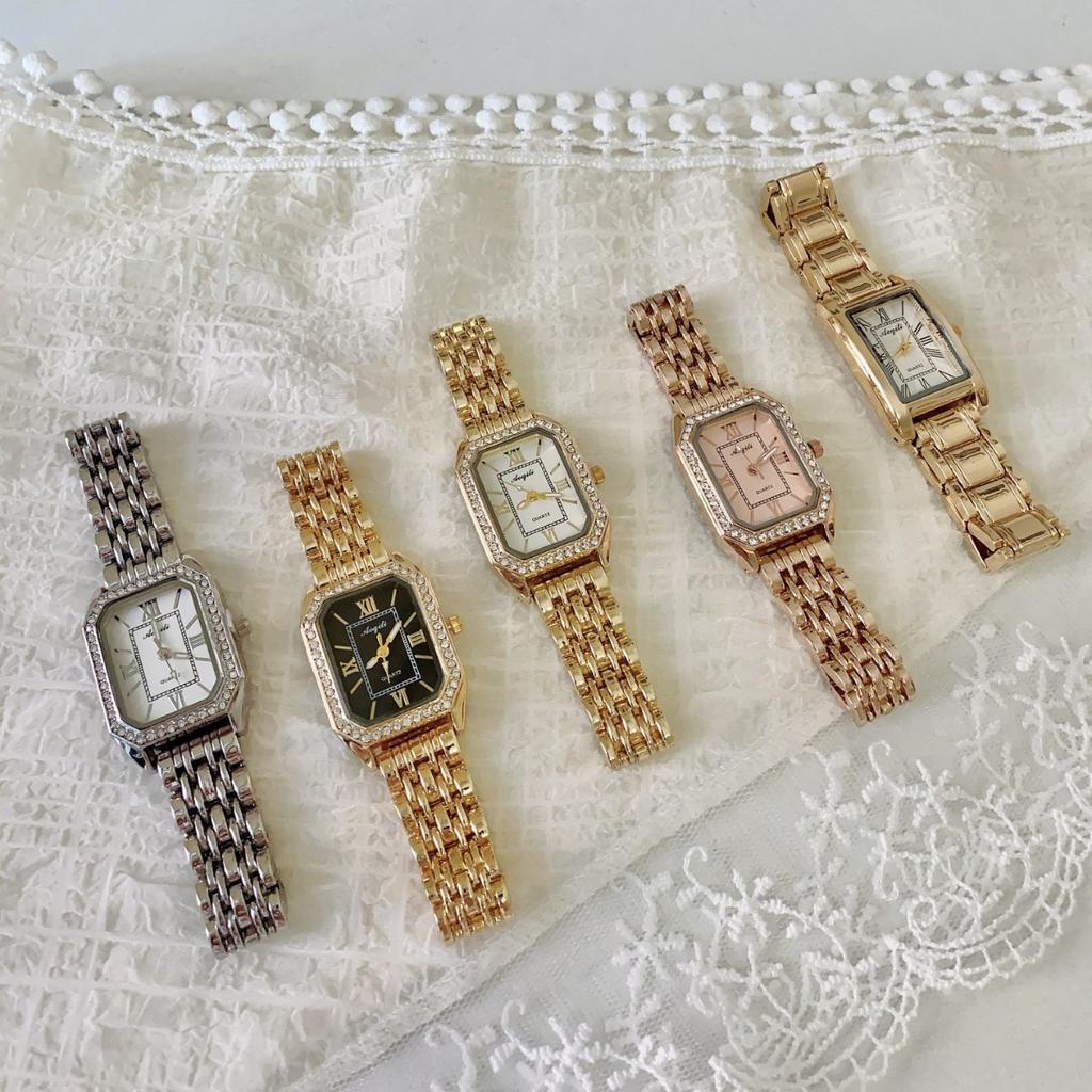 Rose Gold Silver Steel Belt Women's Watch with Diamond Dial Niche Waterproof Quartz Watch