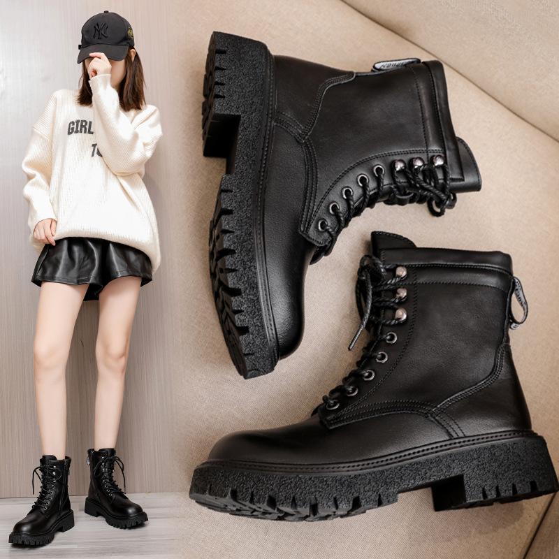 Botas de cuero Zapatos de invierno para mujer Botines negros Zapatos de  plataforma Zapatos de moda Zapatos de otoño Flat Warm Fur Boots comprar a  buen precio — entrega gratuita, reseñas reales