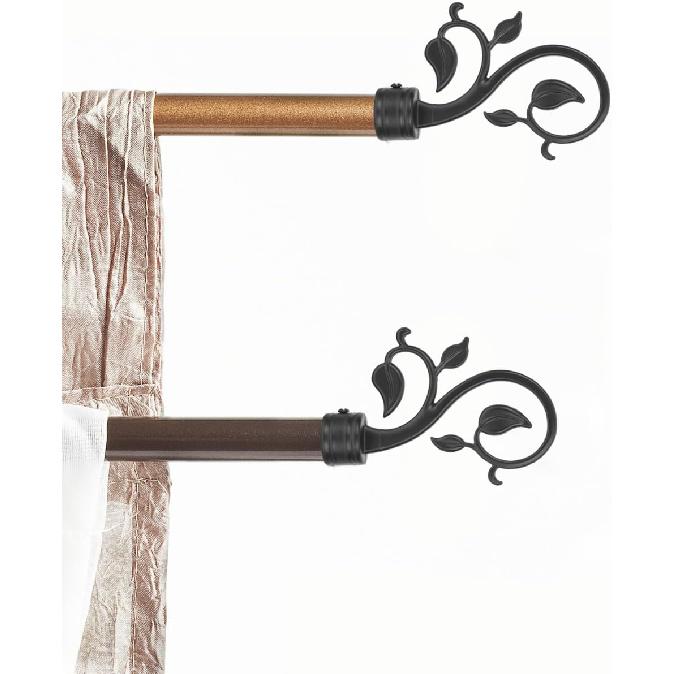 2pcs Black Curtain Rod Ends Decorative Curtain Pole Finials Standard Rods Vintage Boho Style Finials for Living Room Bedroom Home DeCor