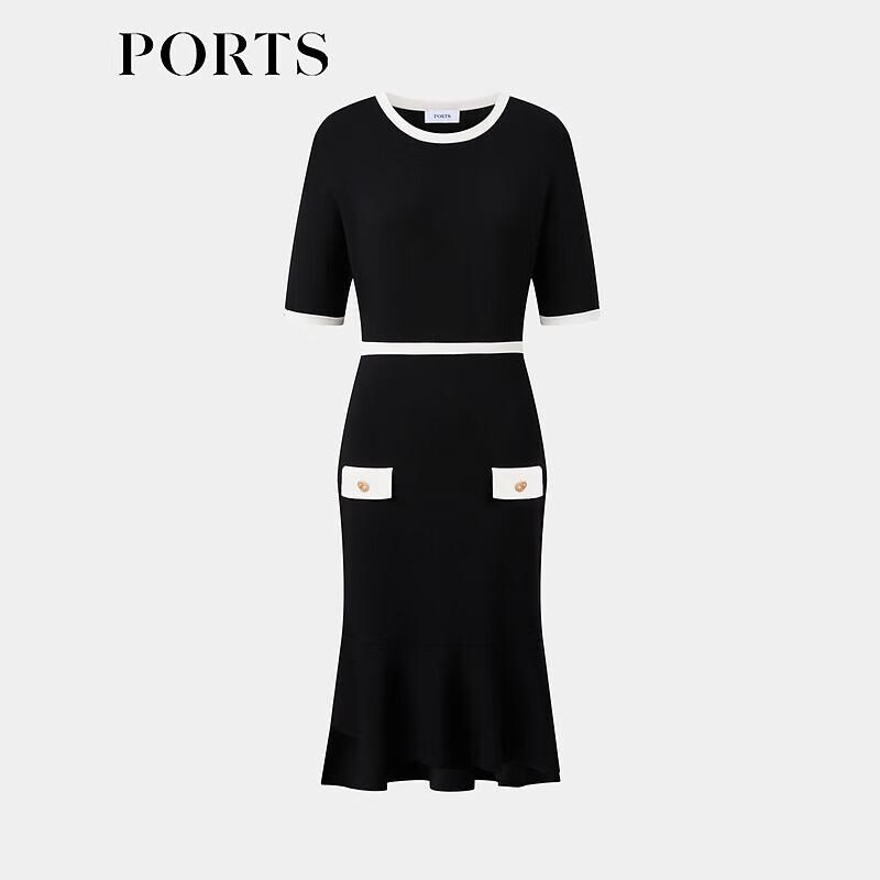 PORTS Elegant Shirt Collar Knit Midi Dress