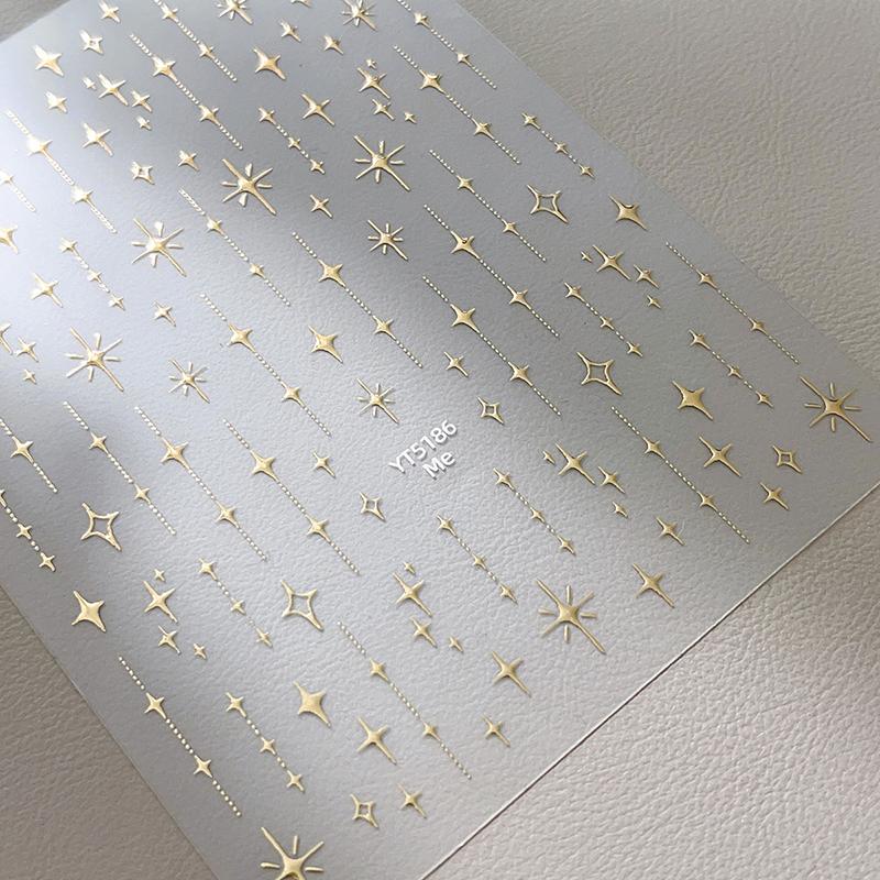 

Золото Серебро Тиснение Звездный Свет Лазер Блеск Звезда Бронзирование Рельеф Украшения для Ногтей Наклейки Маникюрные Наклейки