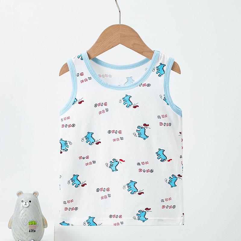 Children's vest pure cotton Lycra summer thin cartoon print children's men's and women's sleeveless bottoming shirt small vest