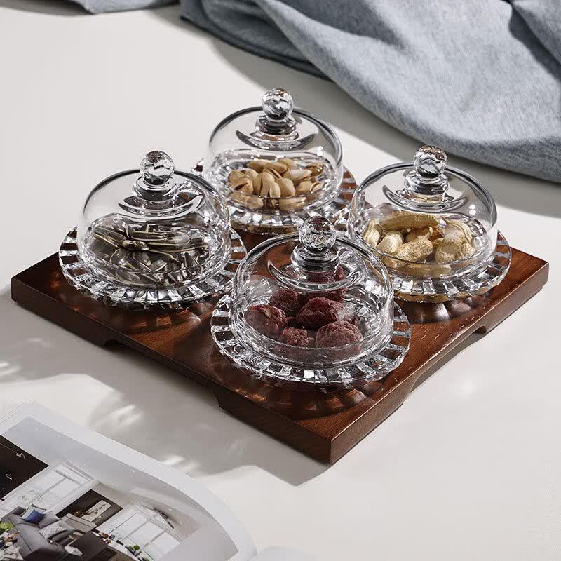 Transparent Glass Divided Snack & Fruit Serving Tray