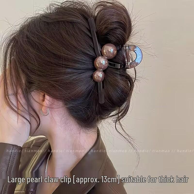 Medium Pearl Claw Clip for Thin Hair - Elegant Hairpin for Updos and Headwear