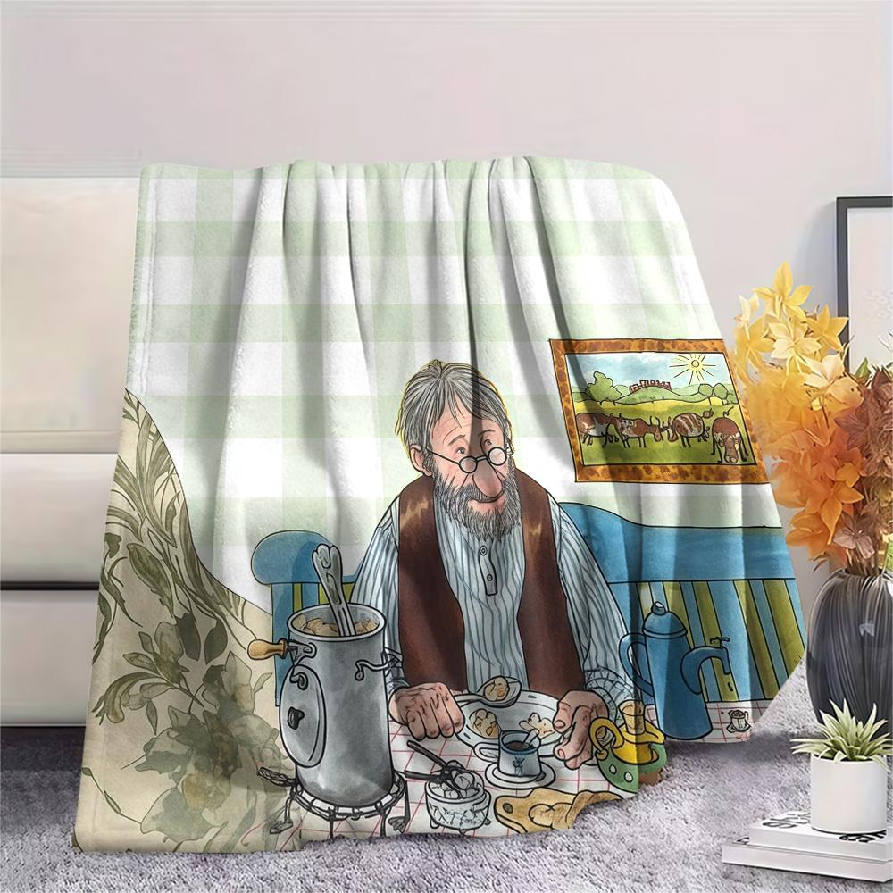 Pettson and Findus2 Flannel Blanket, High Quality Comfortable for All Seasons, Home Decor, Warmth and Comfort