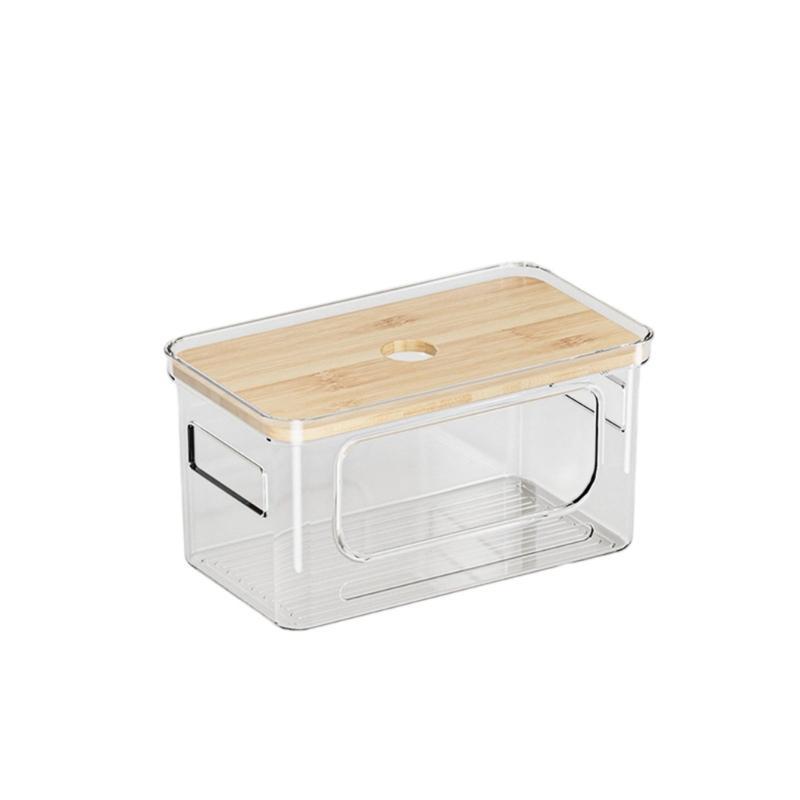 

Clear Plastic Waste Bag Dispenser Organizers Featuring User friendly Bamboos Cover And Spacious Design S