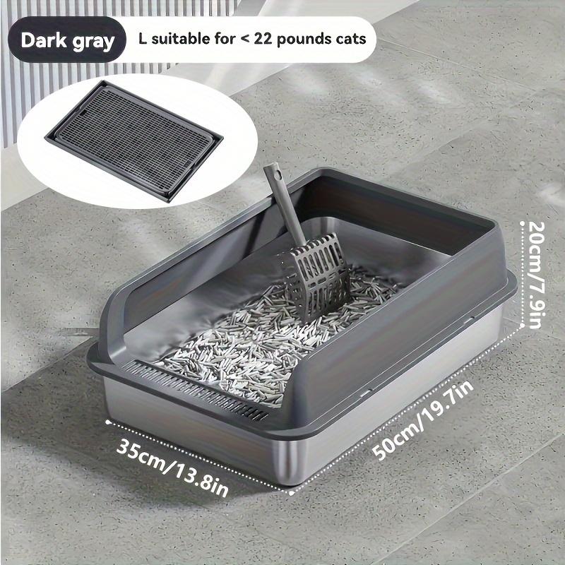 KEMORELA EXtra Large Stainless Steel Cat Litter Box with Lid - Enclosed LitterPan High-Sided Resistant Leak-Proof Cat Litter Mat