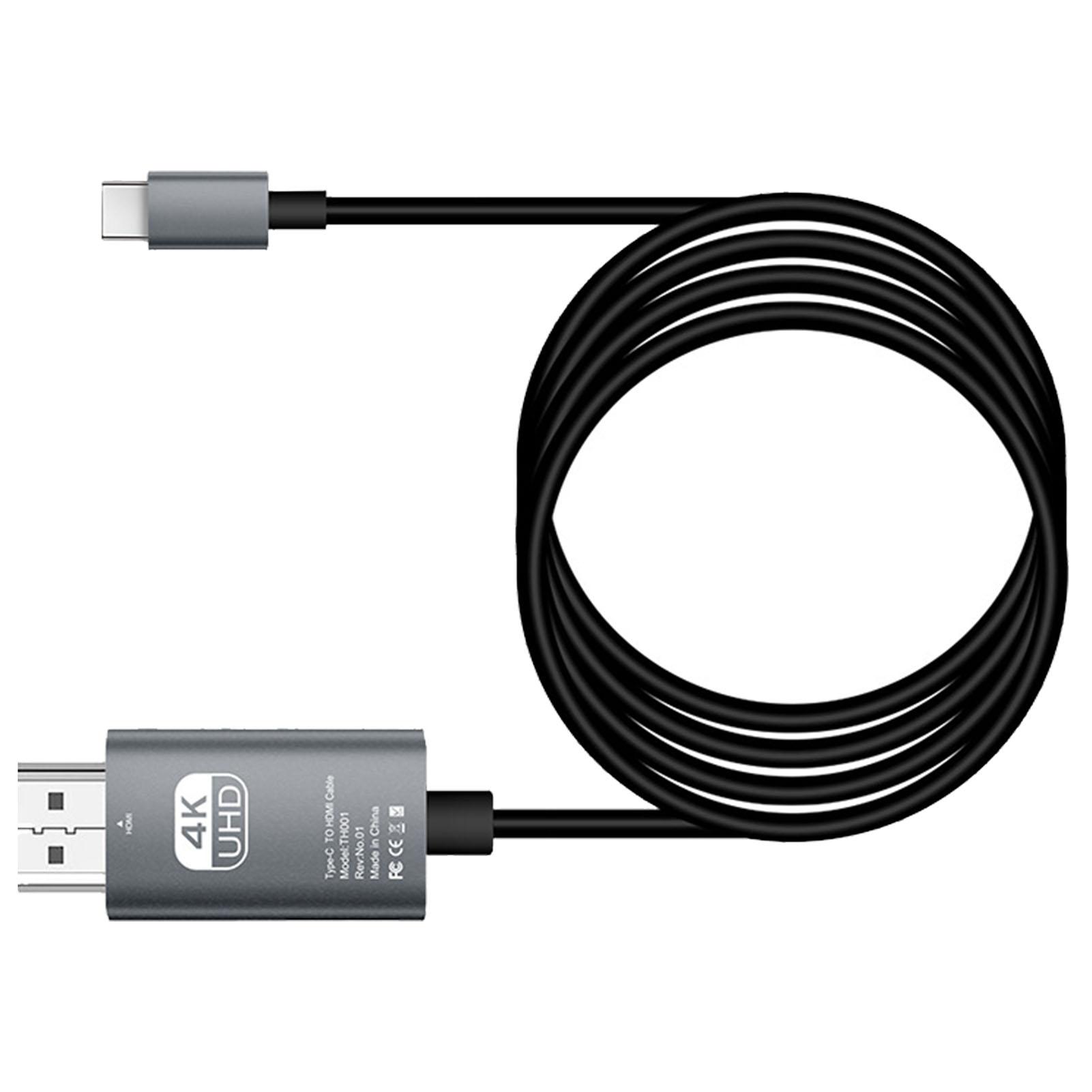 

Type C to HD Multimedia Interface Cable Support 4K 16Gbps Type C to HD Cable DP Alternate Mode for TV Monitor Black чёрный