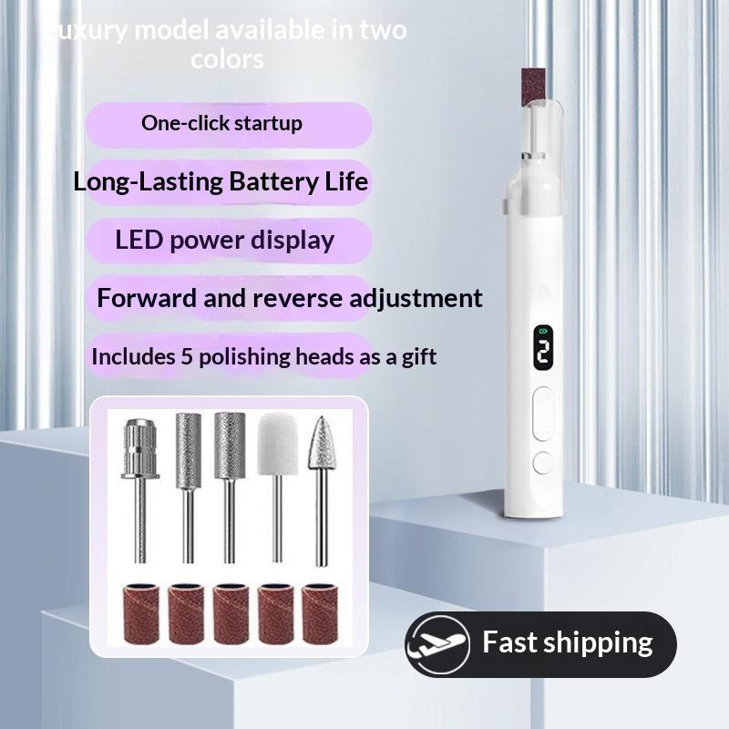 

2 In 1 Usb Cordless Electric Nail File Set With Uv Lamp Light For Nail Art Manicure Pedicure Polishing Tools белый