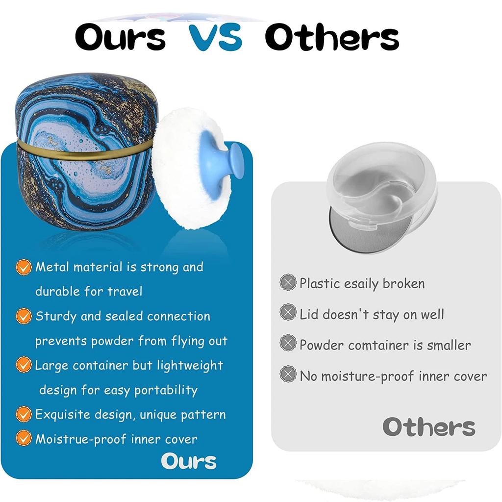 Puderquaste und Puderdose für Reisen