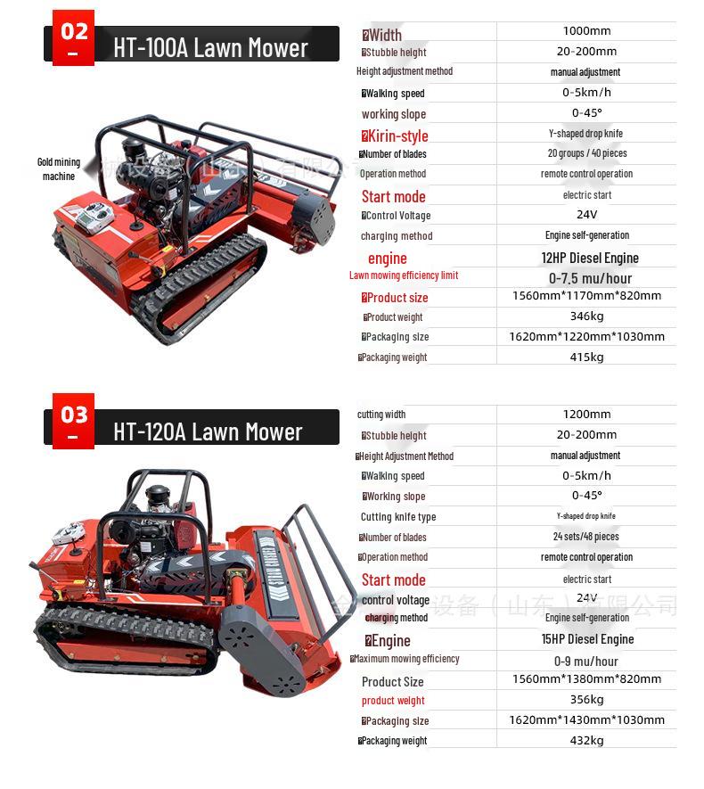 Russian Diesel Remote-Controlled All-Terrain Tracked Lawn Mower for Steep Slopes