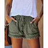 Jean Shorts Women's Drawstring Elastic Waisted Casual Denim Pocket Tassel Soft Summer Trendy Jeans