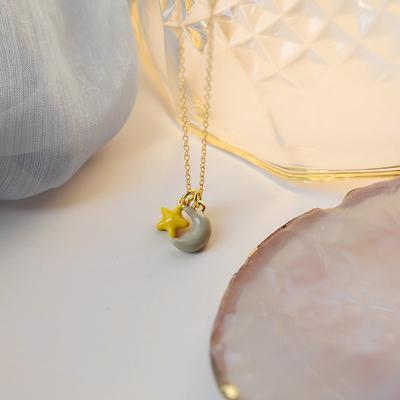All-body Star Moon Candy Necklace Korean Contrast Girl Heart Sweet and Cute Clavicinal Collarbone Chain