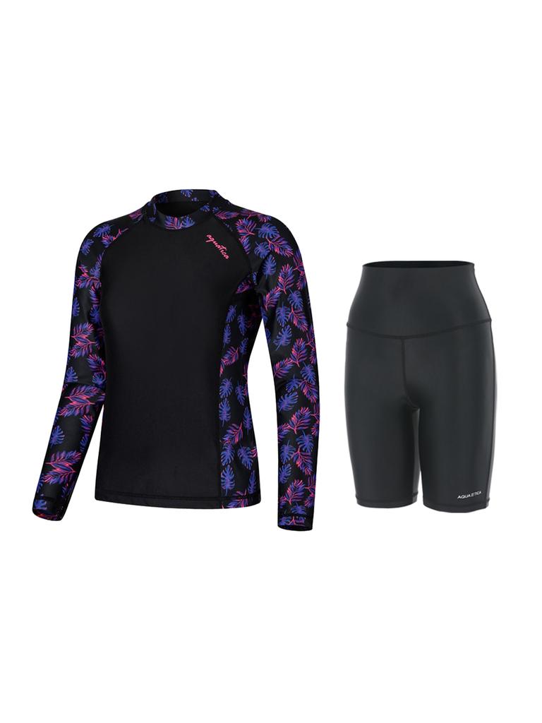 Akuatika Women'S Rash Guard Aqawbm + Half Leggings Bk Set