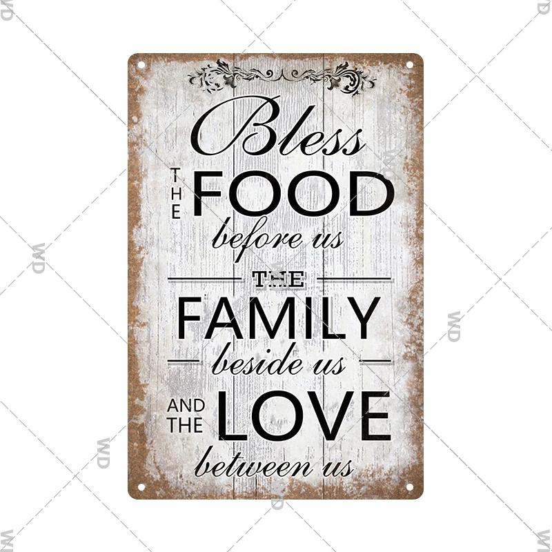 Retro Plåtskylt Köksregler Mat Järnmålning Väggkonst Metall Vintage Plakett Metallaffischer för Hus Hem Matsal Dekor