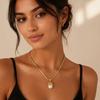 18K Gold PVD Stainless Steel Ocean Charm Necklace Set Shell Starfish Pearl Snake Layered Waterproof Jewelry for Women