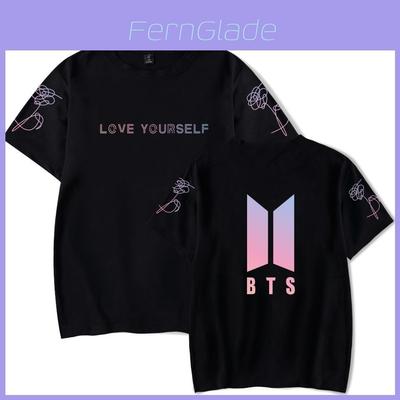 Bts Print T-Shirt Kurzarm Baumwolle Freizeitkleidung Für Fans Mode