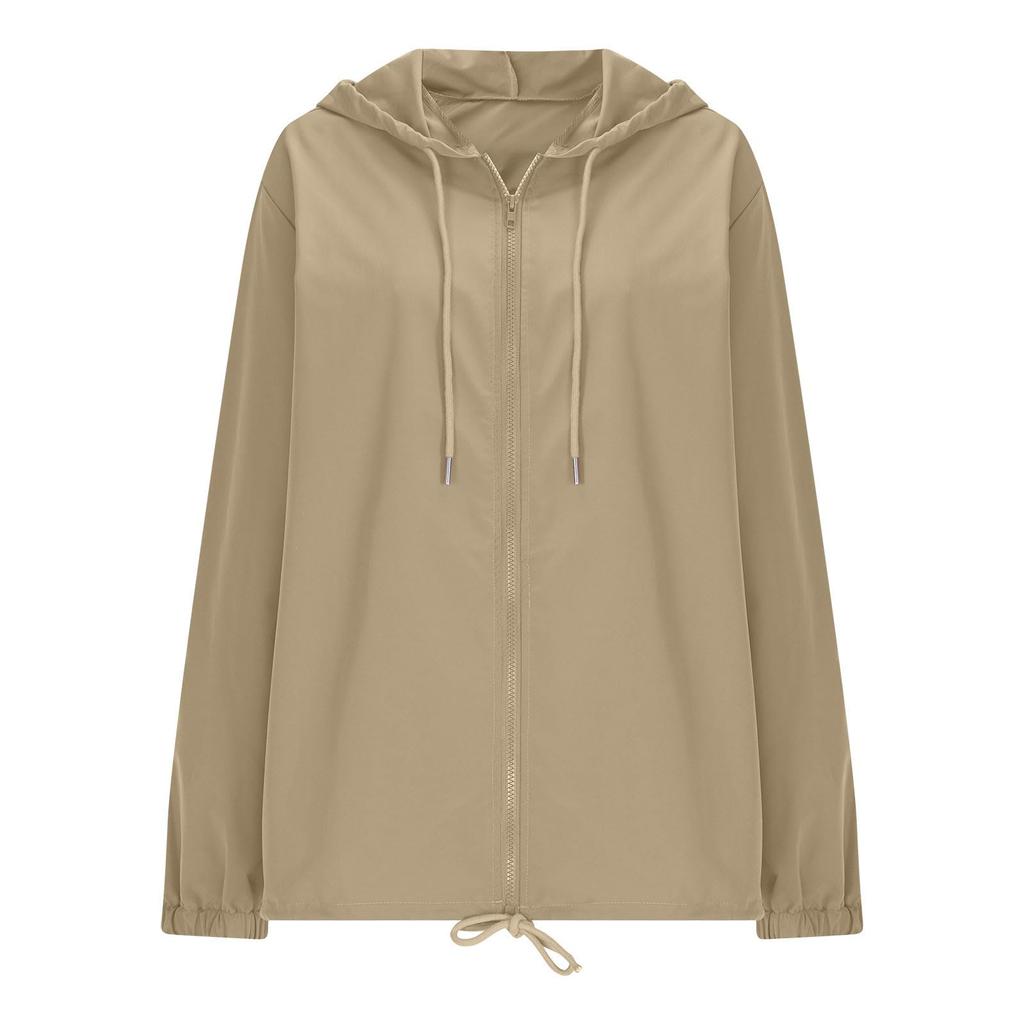 Women Lightweight Hooded Windbreaker Jacket Full Zip Outdoor Casual Sports Coat with Adjustable Drawstring and Pockets for Everyday Use
