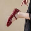 Spring and Autumn Mary Jane Small Leather Shoes Women's Summer New Wedding Burgundy Flats French Low Heel Single Shoes