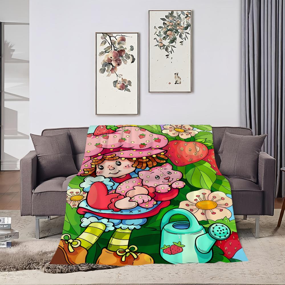 Niedliche S-Erdbeer-S-Shortcake-Decke Hautfreundlicher Komfort Warm Weich Plüschdecke Geeignet Sofa Wohnzimmer Büro Schlafzimmer