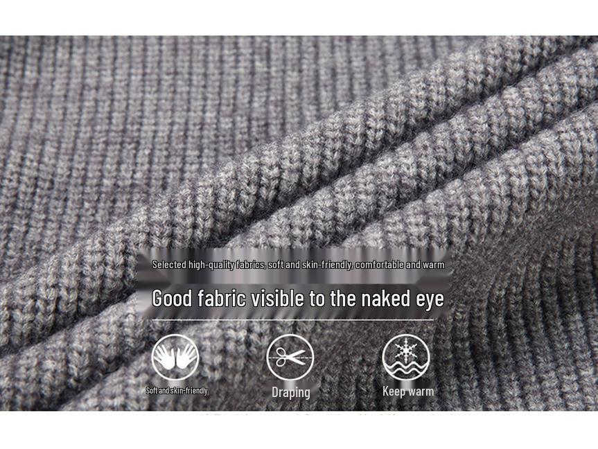 Men's Autumn Winter Korean Slim Fit Thick Knitwear Cardigan Jacket with Long Sleeves and Zipper