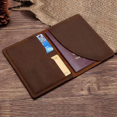 Klassische braune Tasche aus echtem Leder Reisepass Brieftasche Inhaber Fall Abdeckung Ticket Reise Handtasche
