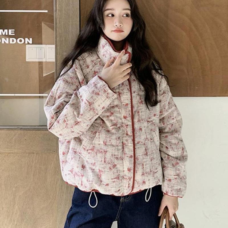 

Women s Winter Red Quilted Cotton Jacket - Trendy, Age-Reducing, and Fashionable Short Coat M (95-110 lbs)
