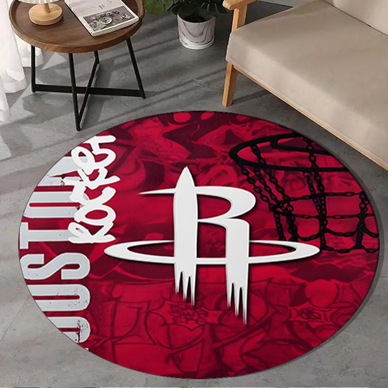 Basketball Pride Rockets Round Rug for Livingroom,Bedroom, Palyroom, Chair Rug, Area Rug, Circle Carpet, Large Size Fan Christmas Gift