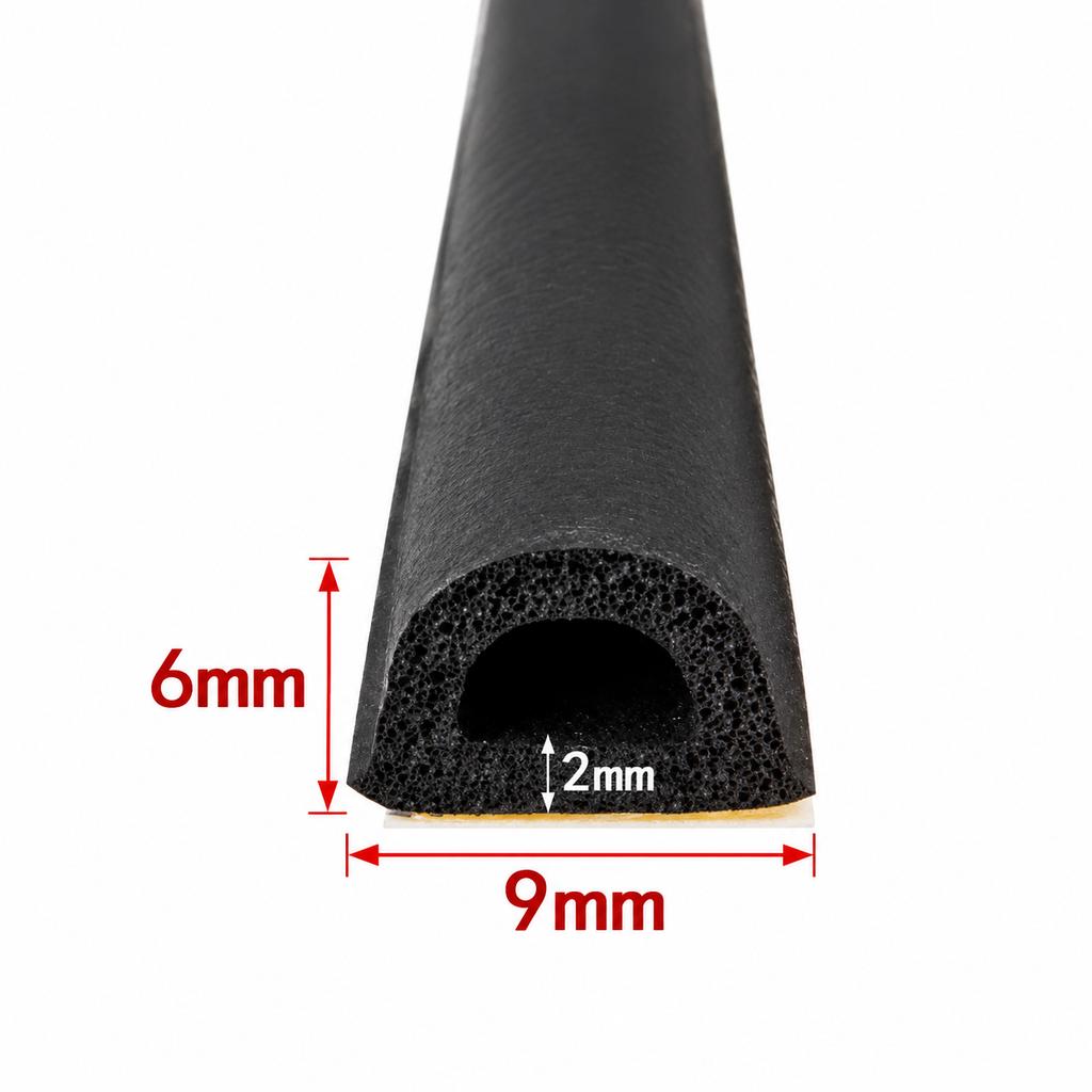 EPDM Foam D-Shaped Self-Adhesive Weatherstrip for Door and Window Gaps