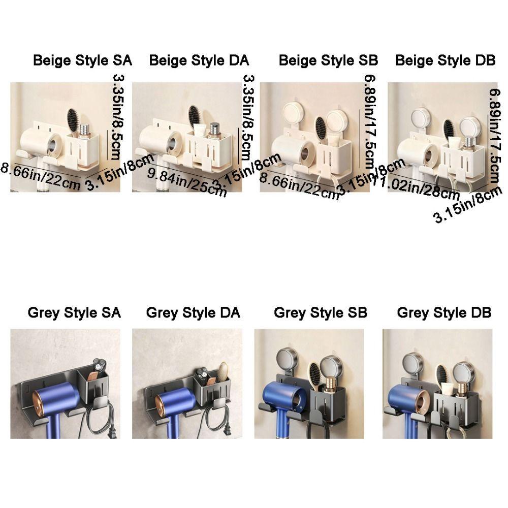 No-Drill Hair Dryer Storage Rack Wall Mounted Blow Dryer Hanger  for Household