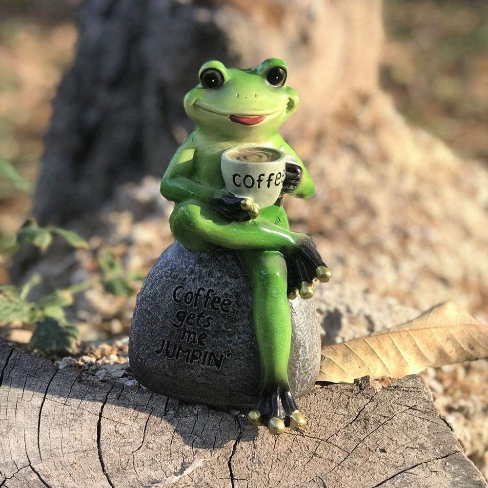 Frog Sitting On Stone Personalized Collectible Frog Statue Mascot Frog  Figurine Garden Decoration