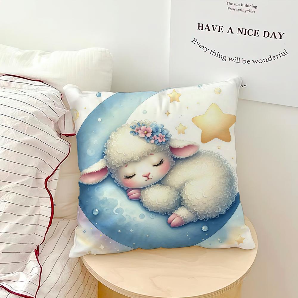 Cute Sleeping Sheep Moon Fashion Modern Comfortable Soft Hogar Pillowcase for Sofa Living Room Bed Home Decor Protective Covers