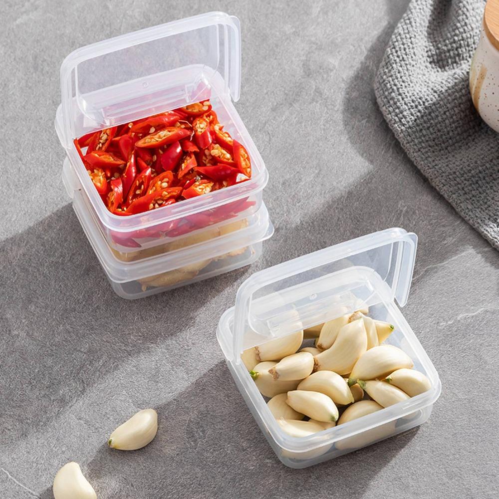 3PCS PP Cheese Storage Box Flip Lid Cheese Food Container For Onion Ginger Garlic Holder