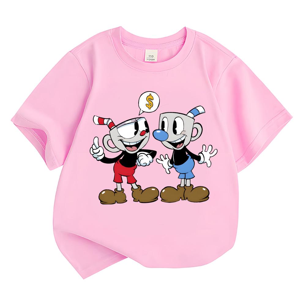 Cuphead 2026 NEW Cartoon T-shirt Boys Girls Kids Clothing Tops Streetwear Manga/Comic Short Sleeves Sports Fashion Tees Toddler