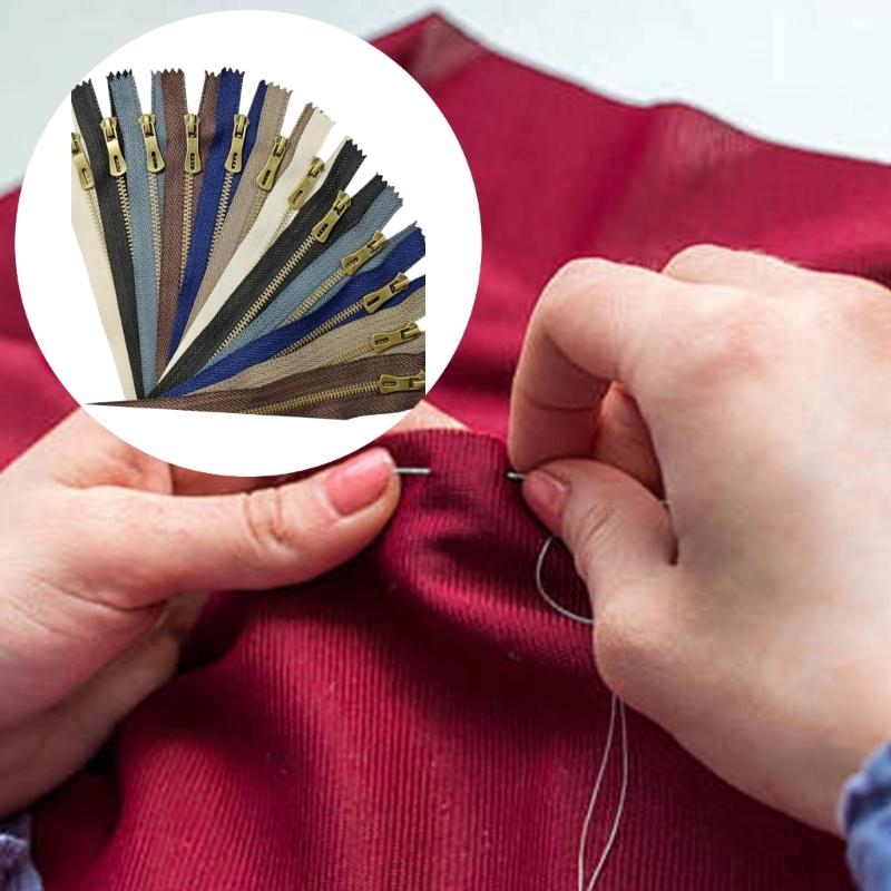 12Pcs Heavy Duty Metal Zippers for Sewing Craft Tailoring Closed-end Zips Fastener Sewing Zippers for Clothing Repair