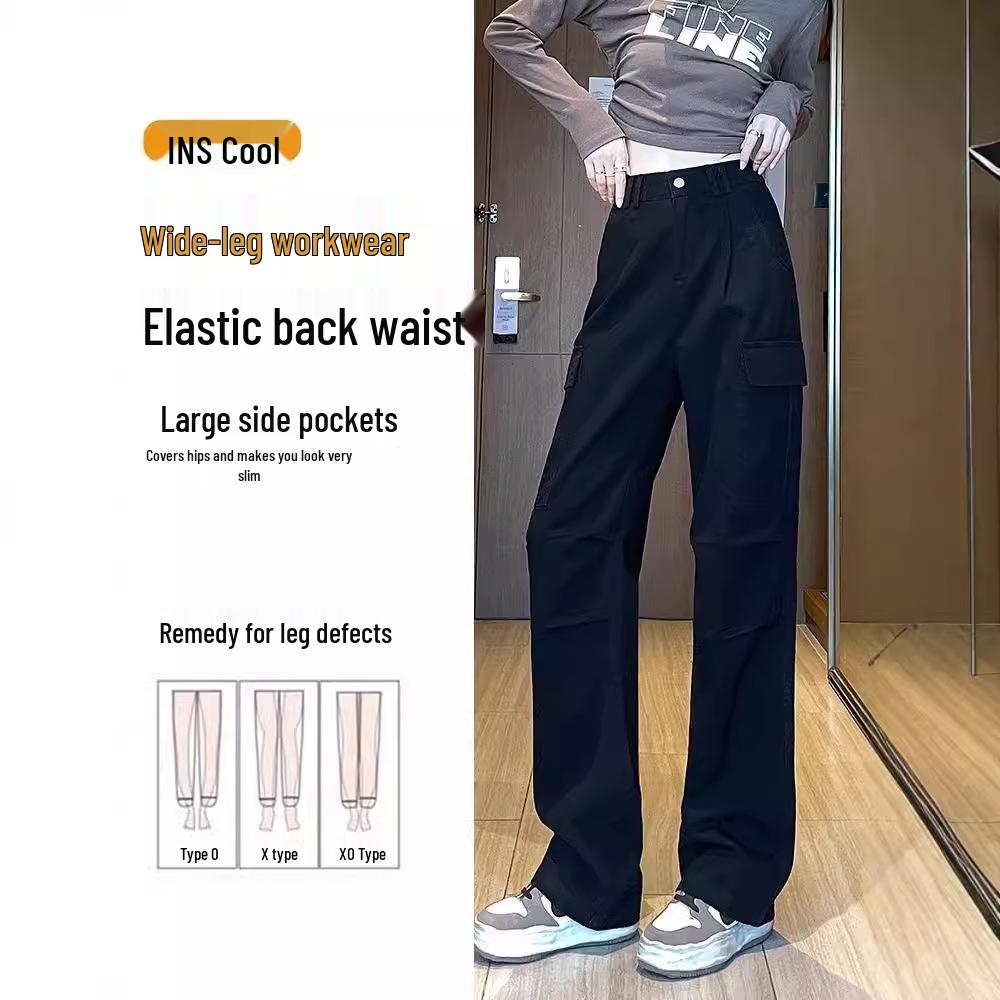 Women's High Waist Cargo Pants - Straight & Wide Leg Options for Spring/Autumn Climbing and Sports.