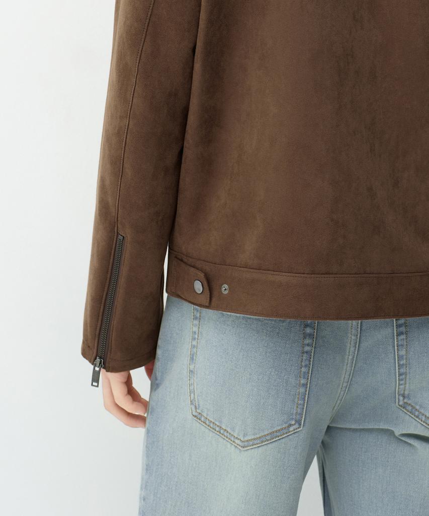 MUSINSA STANDARD Synthetic Suede Racer Jacket [Light Brown]