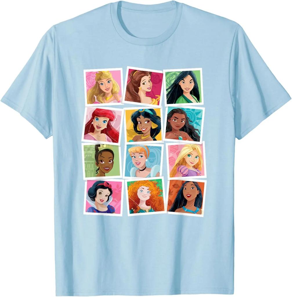 Hot Fashion Casual Disney Princess Photos Portrait Picture Collection T-Shirt S-4XL Four Seasons