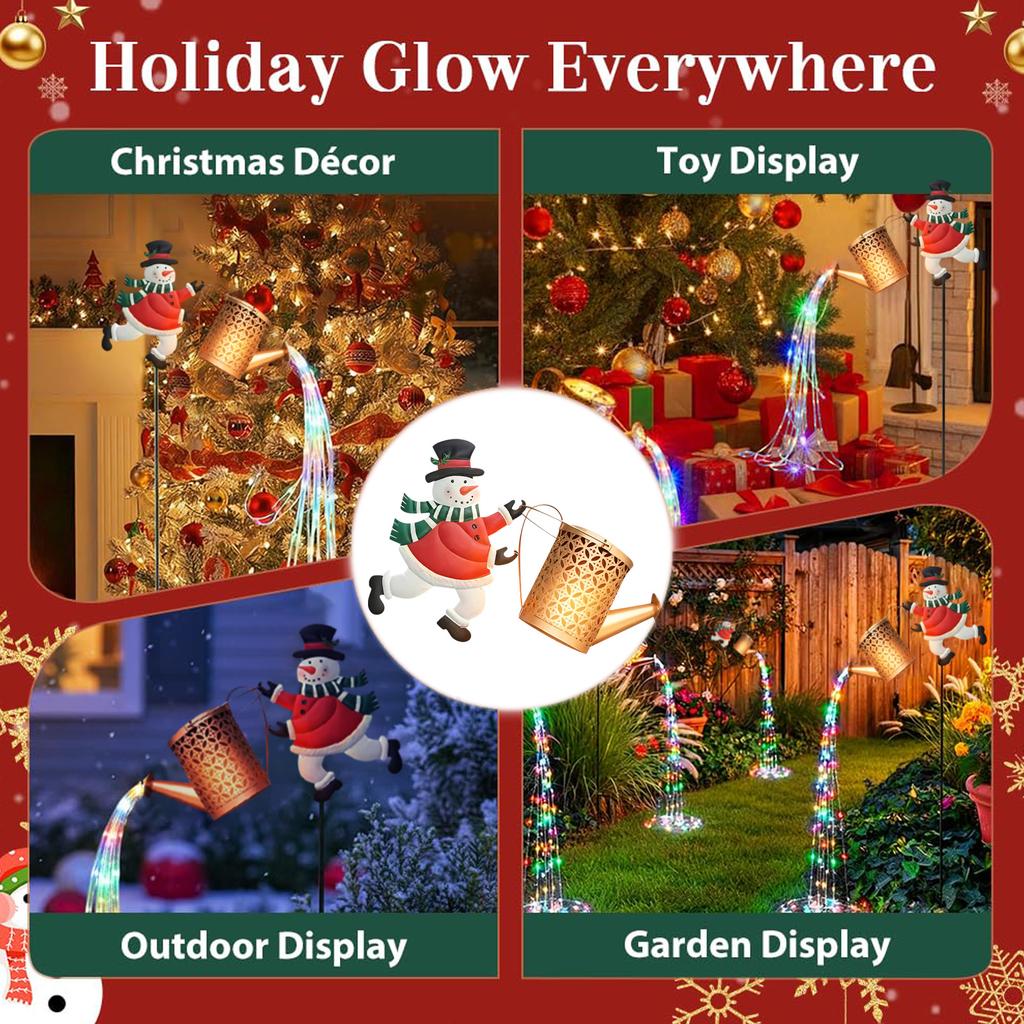 Christmas Patio Decorations, Solar-powered Christmas Snowman Lights, Warm-colored Lights