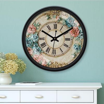 12-inch Plastic & Glass Wall Clock - Victorian Bliss (Silent Movement), Black