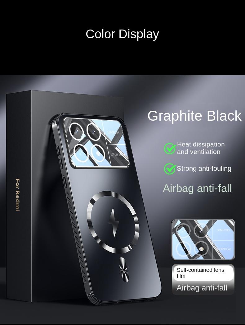 

Для Xiaomi POCO F6 Pro Чехол Твердый Матовый Магнитный беспроводная зарядка Защита Объектива Задняя Крышка Чехол Для POCO F6Pro Чехол для Телефона For POCO F6 Pro чёрный