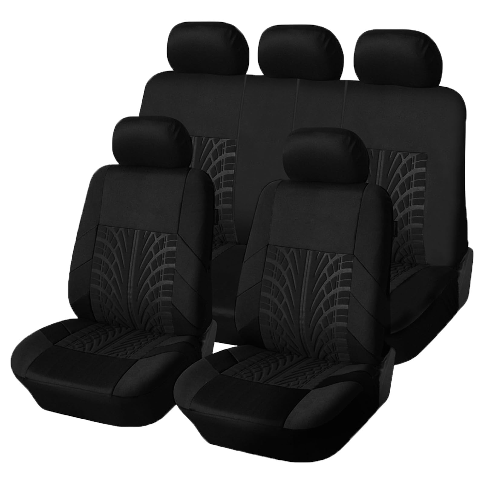 

KING BISON Universal Front Car Seat Set of Front and 3D Embossed Covers, Protectors, 5, Rear, Breathable, Washable, (Black) чёрный