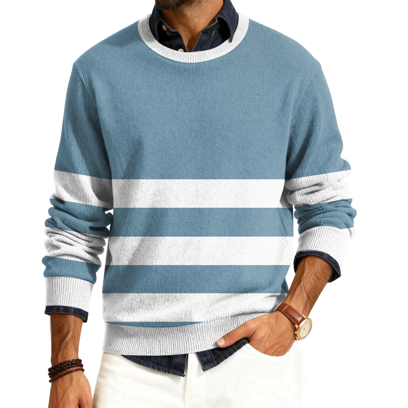 

Мужской пуловер с круглым вырезом, длинными рукавами и рубчатой вязкой XXL синий