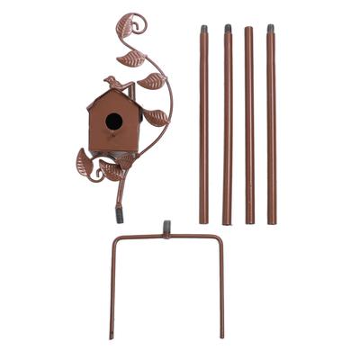 Metal Bird House with Poles Outdoor Metal Bird House Stake Birdhouses Garden Decoration for Outdoor