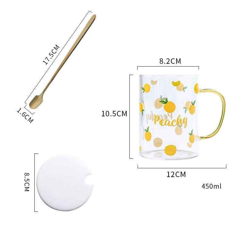 450ML Colour Glass mug Water cup Printing Starry Sky Coffee Mug with spoon lid Breakfast Milk Cup Children's Gift