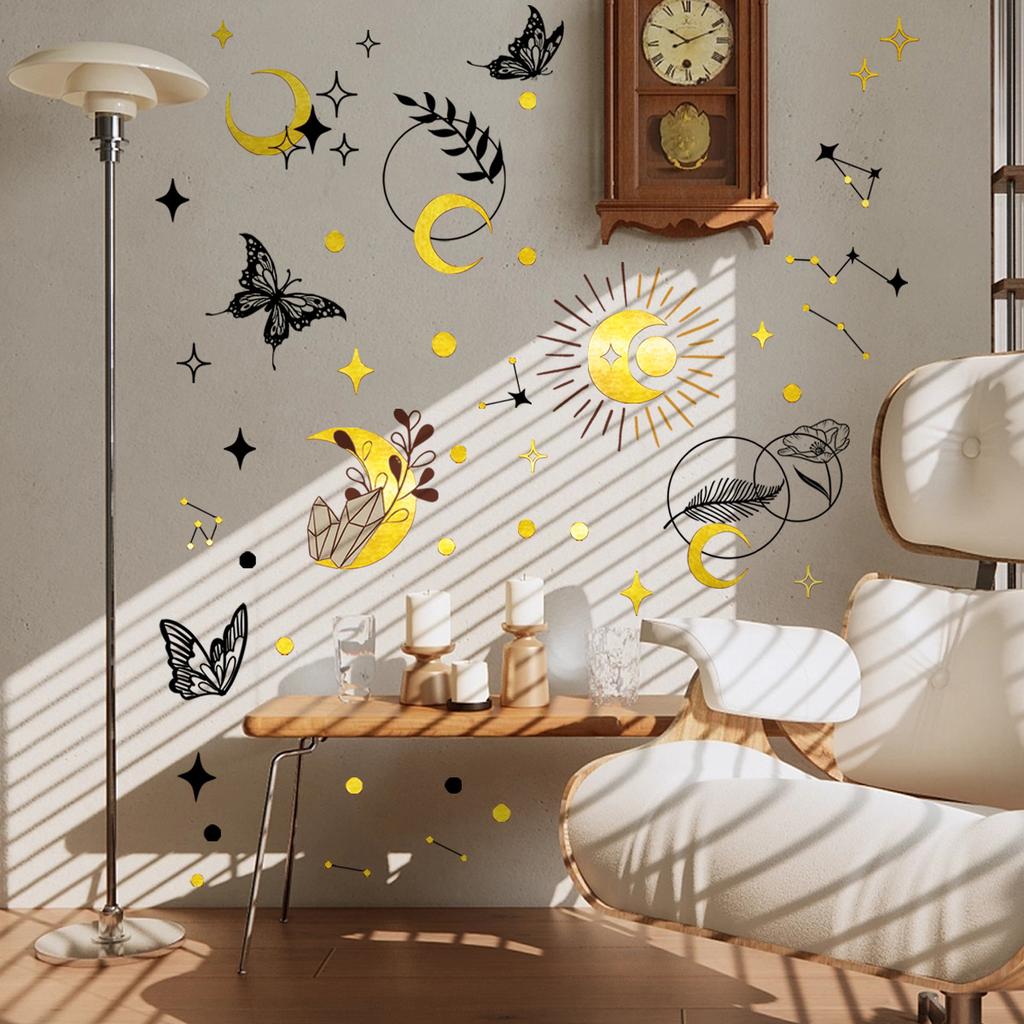 Tj7544 Hand-Painted Bohemian Style Bronzing Wall Sticker Decoration Living Room Bedroom Background Self-Adhesive Wall Sticker