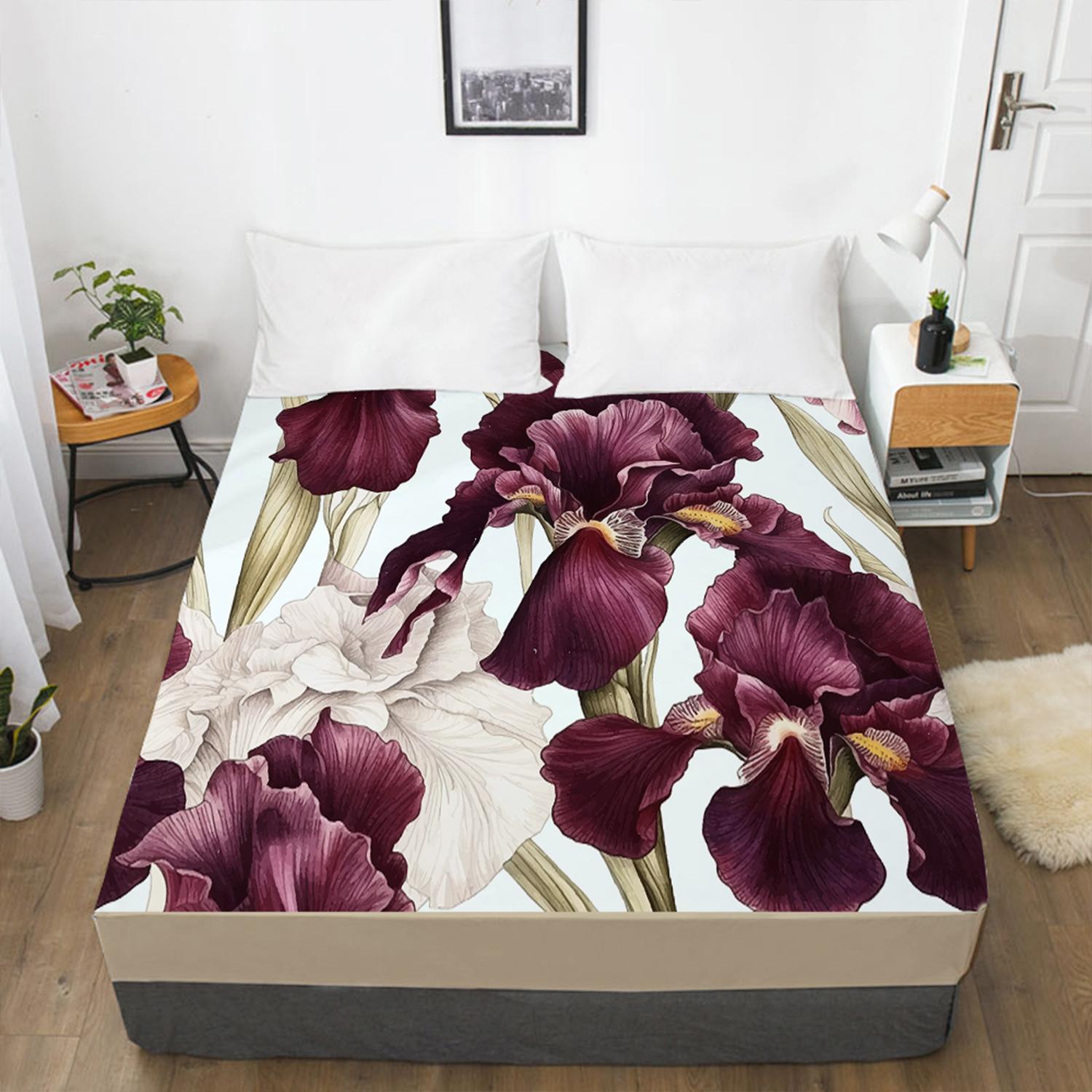 Домашний текстиль Цветы Розы 3D-печать с узором Простыня Наматрасник Резинка Простыня — фото 7