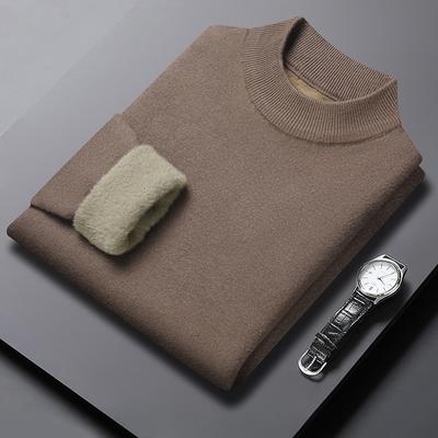 Men's New Autumn and Winter Half Turtleneck Solid Color Sweater Middle-aged Fashion Casual Boutique Sweater