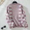 Loose Knitwear Cardigan Long Sleeve Vintage Print Top Sweater for Autumn Winter V Neck